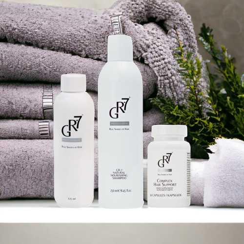 Behandlung gegen graues Haar: SET GR-7 Anti-Grau-Tonic + Vitaminkomplex + Shampoo