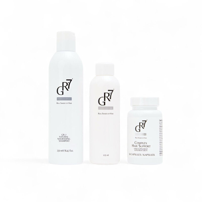 Behandlung gegen graues Haar: SET GR-7® Anti-Grau-Tonic + Vitaminkomplex + Shampoo Behandlung gegen graues Haar: SET GR-7® Anti-Grau-Tonic + Vitaminkomplex + Shampoo