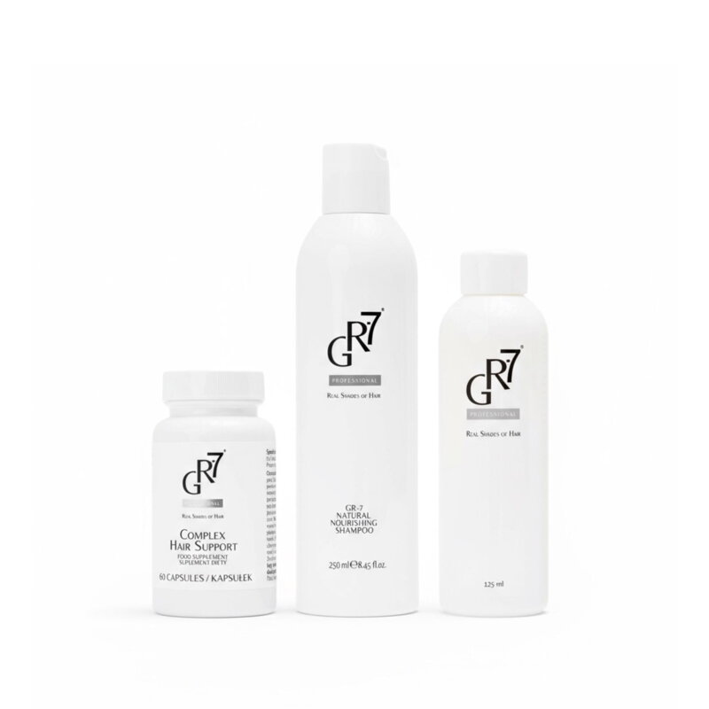 Behandlung gegen graues Haar: SET GR-7® Anti-Grau-Tonic + Vitaminkomplex + Shampoo 